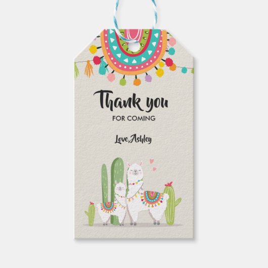 Llama bedankt labels Fiesta Cactus Alpaca Mexican Cadeaulabel (Voorkant)