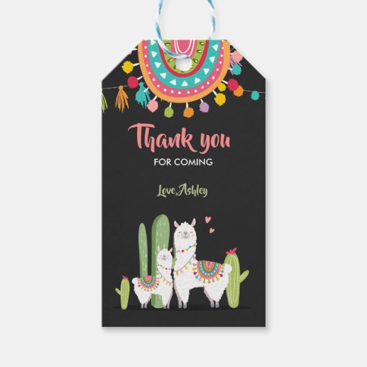 Llama bedankt labels Fiesta Cactus Alpaca Mexican Cadeaulabel (Voorkant)