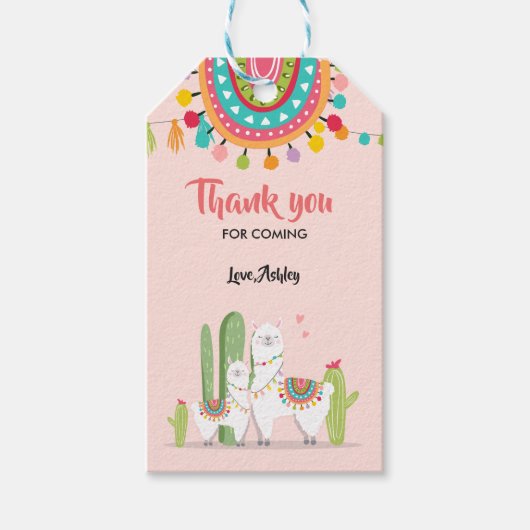 Llama bedankt labels Fiesta Cactus Alpaca Mexican Cadeaulabel (Voorkant)