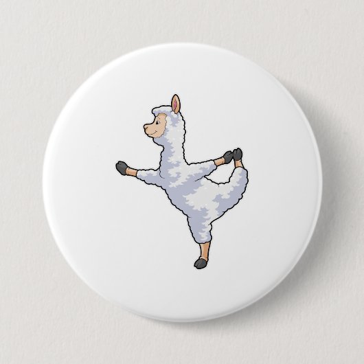 Llama bij Yoga Fitness Ronde Button 7,6 Cm (Voorkant)