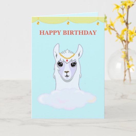 Llama Birthday Card Kaart (Gele Bloem)