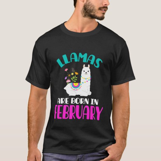 Llama Birthday Februari T-shirt (Voorkant)