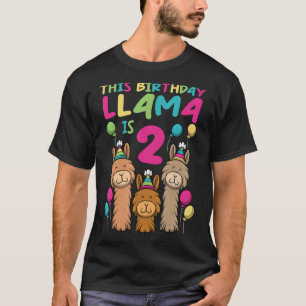 Llama Birthday for Girls 2e verjaardag Partij Alpa T-shirt