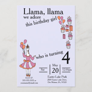 Llama Birthday Girl-kalender en sinaasappel Kaart