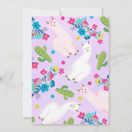 Llama Birthday Invitation - 1st Birthday Invites Kaart (Achterkant)