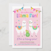 Llama Birthday Invitation, Llama Fiesta Invite Kaart (Voorkant)