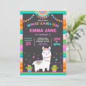 Llama Birthday Invitation Whole Llama Fun Party Kaart (Staand voorkant)