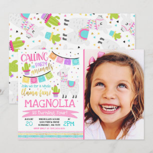 Llama Birthday Invitation Whole Llama Fun Party Kaart
