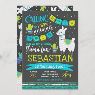 Llama Birthday Invitation Whole Llama Fun Party Kaart
