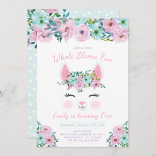 Llama Birthday Invitation Whole Llama Fun Party Kaart