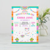 Llama Birthday Invitation Whole Llama Fun Party Kaart (Staand voorkant)
