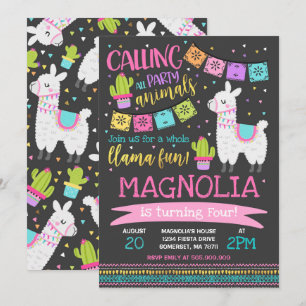 Llama Birthday Invitation Whole Llama Fun Party Kaart
