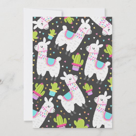 Llama Birthday Invitation Whole Llama Fun Party Kaart (Achterkant)