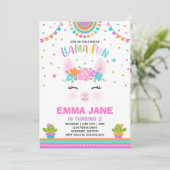 Llama Birthday Invitation Whole Llama Fun Party Kaart (Staand voorkant)