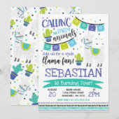 Llama Birthday Invitation Whole Llama Fun Party Kaart (Voorkant / Achterkant)