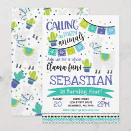Llama Birthday Invitation Whole Llama Fun Party Kaart