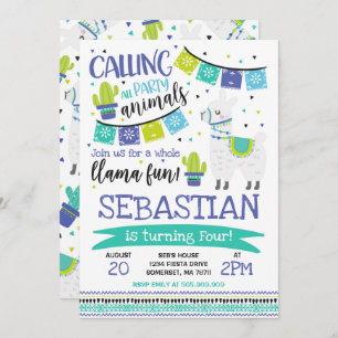 Llama Birthday Invitation Whole Llama Fun Party Kaart