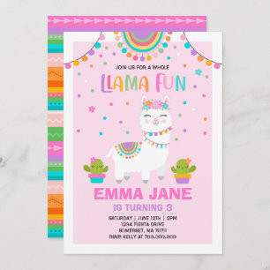 Llama Birthday Invitation Whole Llama Fun Party Kaart