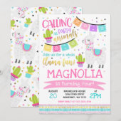 Llama Birthday Invitation Whole Llama Fun Party Kaart (Voorkant / Achterkant)
