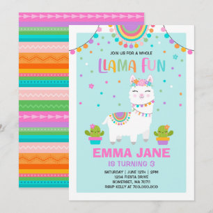 Llama Birthday Invitation Whole Llama Fun Party Kaart