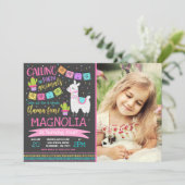 Llama Birthday Invitation Whole Llama Fun Party Kaart (Staand voorkant)