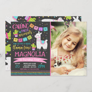 Llama Birthday Invitation Whole Llama Fun Party Kaart