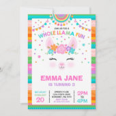 Llama Birthday Invitation Whole Llama Fun Party Kaart (Voorkant)