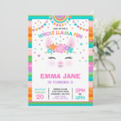 Llama Birthday Invitation Whole Llama Fun Party Kaart (Staand voorkant)