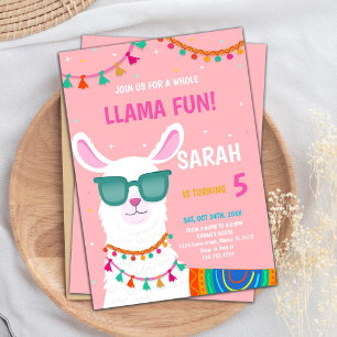 Llama Birthday Invitations Kaart