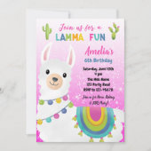 Llama Birthday Invitations (Roze Glitter) Kaart (Voorkant)