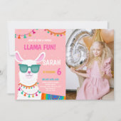 Llama Birthday Invitations with foto Kaart (Voorkant)