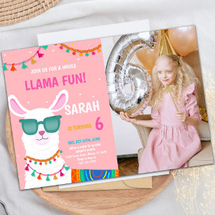 Llama Birthday Invitations with foto Kaart