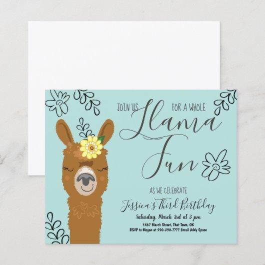 Llama Birthday Party Budget (Voorkant / Achterkant)