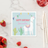 Llama Birthday Party Cute Fiesta Cactus Succulents Servet (Insitu)