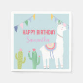 Llama Birthday Party Cute Fiesta Cactus Succulents Servet (Voorkant)
