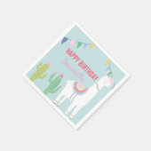 Llama Birthday Party Cute Fiesta Cactus Succulents Servet (Hoek)