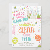 Llama Birthday Party Invitation Alpaca Party Kaart (Voorkant)