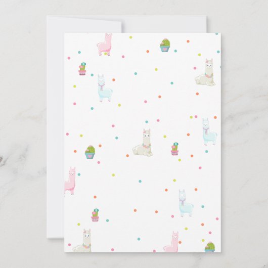 Llama Birthday Party Invitation Alpaca Party Kaart (Achterkant)