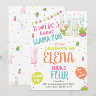 Llama Birthday Party Invitation Alpaca Party Kaart