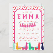 Llama Birthday Party Invitation Kaart (Voorkant)