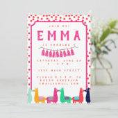 Llama Birthday Party Invitation Kaart (Staand voorkant)