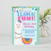 Llama Birthday Party Invitations Kaart (Staand voorkant)