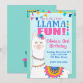 Llama Birthday Party Invitations Kaart (Voorkant / Achterkant)