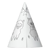 Llama Birthday Party - Kleur uw eigen Pet Feesthoedjes (Achterkant)
