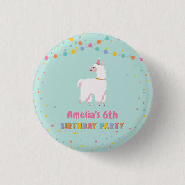 Llama Birthday Party Ronde Button 3,2 Cm