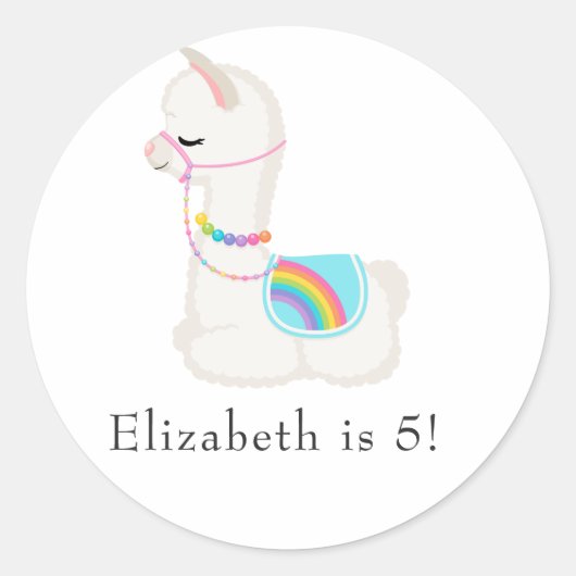 Llama Birthday Party Ronde Sticker (Voorkant)