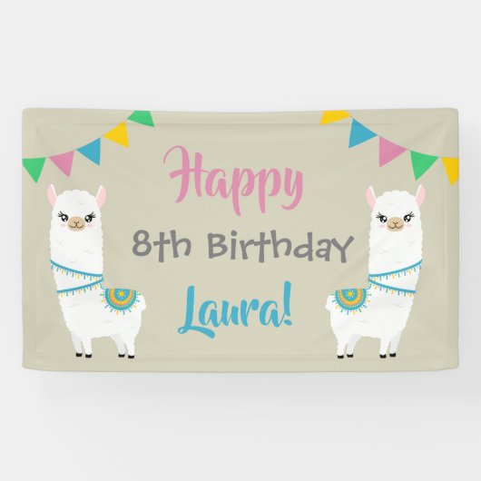 Llama Birthday Spandoek (Horizontaal)