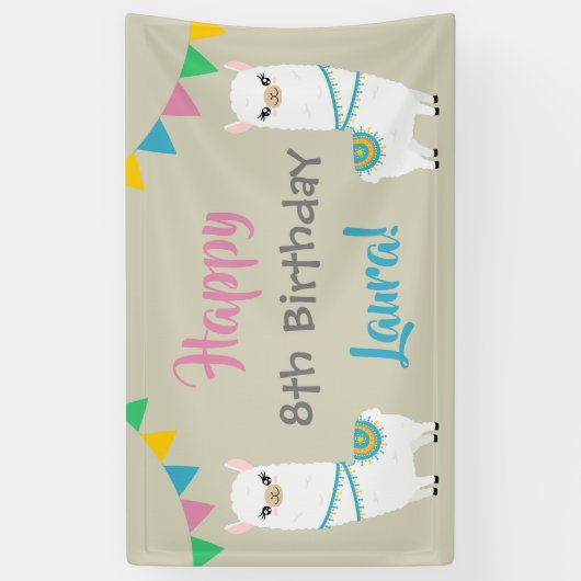 Llama Birthday Spandoek (Verticaal)