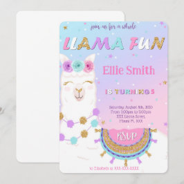Llama Birthday Uitnodiging
