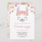 Llama Birthday Uitnodiging (Voorkant / Achterkant)